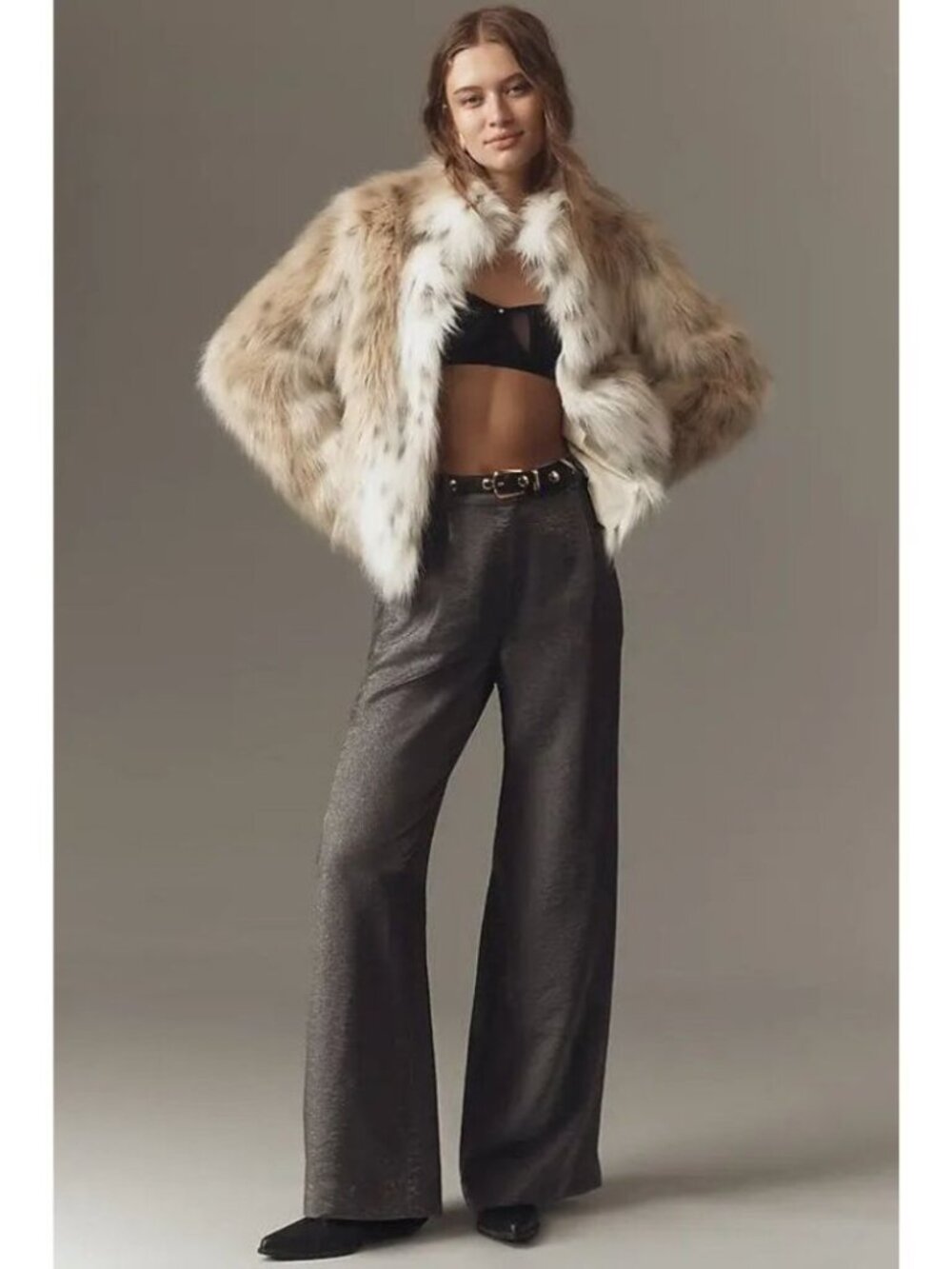 Anthropologie Maeve Shimmered Wide-Leg Trousers pants 16 grey new with tag